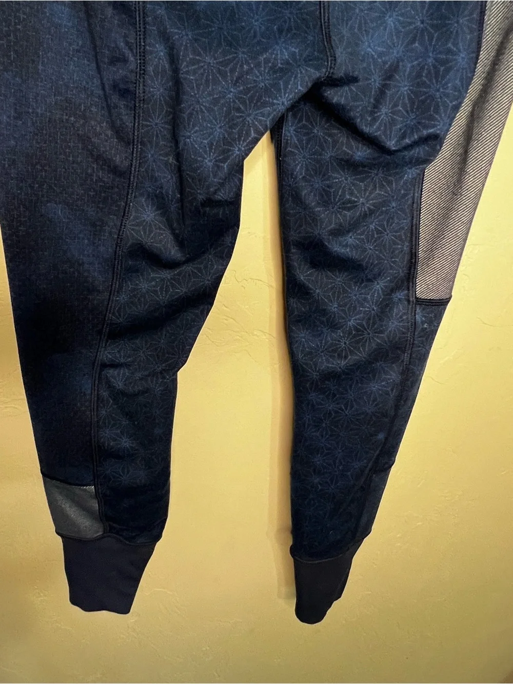 Lululemon Wunder Under Sashiko Patchwork Blue Geometric‎ High Rise Yoga Leggings